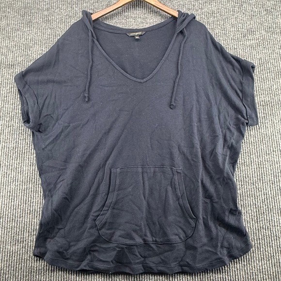 Banana Republic Tops - Banana Republic Hoodie Women XL Black Excellent Short Sleeve V-Neck Knit Top